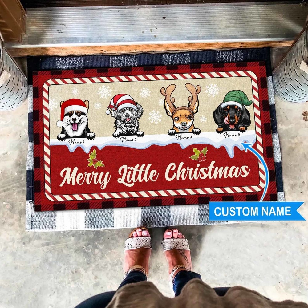 Merry Little Christmas Dog Mat, Christmas Doormat, Xmas Dog Christmas